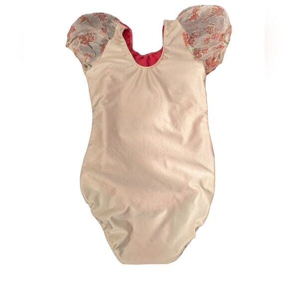 Vintage girls pink and floral print‎ dance gymnastic outfit leotard - Picture 6 of 6